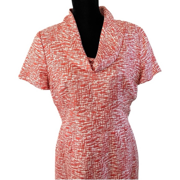 Banana Republic 100% Silk cowl neck Short Sleeve career dress womens 12 colorful - Picture 2 of 7